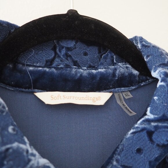 Soft Surroundings Blue Velvet Long Sleeve Buttondown Blouse sz XL - Picture 8 of 10